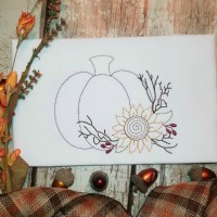 Vintage Pumpkin with Sunflower Machine Embroidery Design 